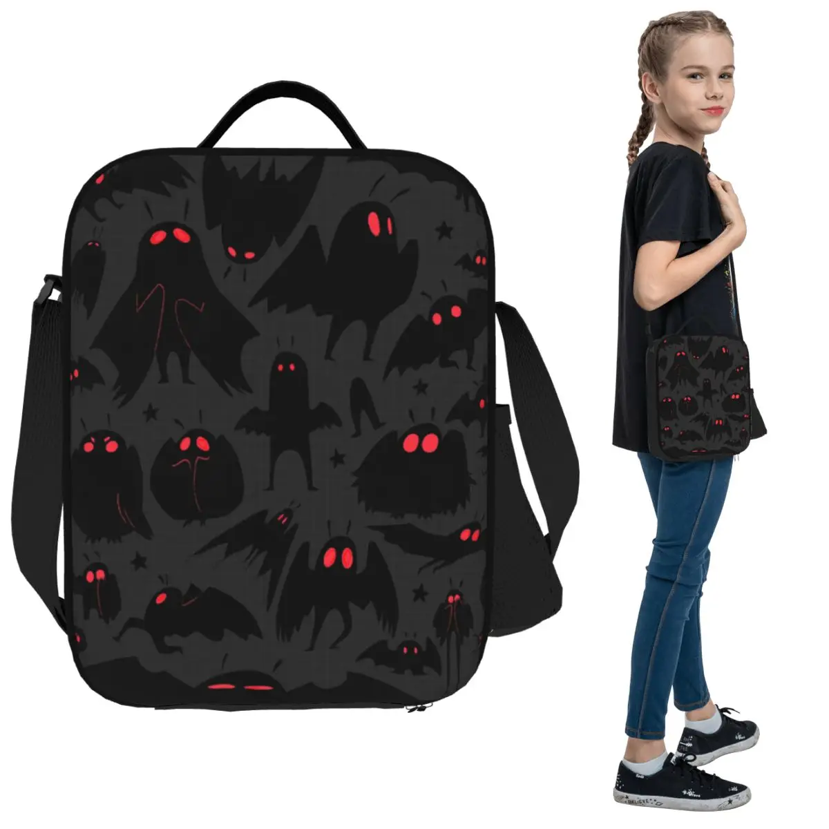 

Милые Cryptids Mothman узор сумки для обеда изолированная коробка для бенто водонепроницаемая сумка для обеда сумки для пикника сумка-холодильник женская детская школьная сумка