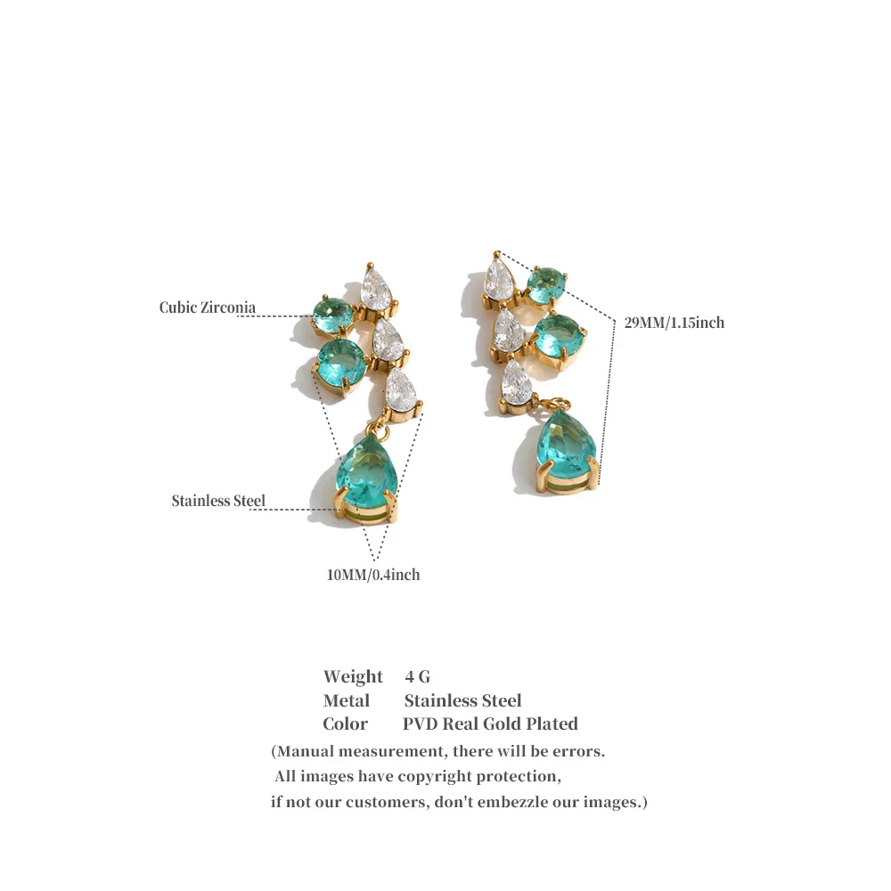 Yhpup 2026 Glänzende Zirkonia Tropfenohrringe 18K Goldfarben PVD-beschichteter Edelstahl Premium Schmuck Geschenk – Detail 1