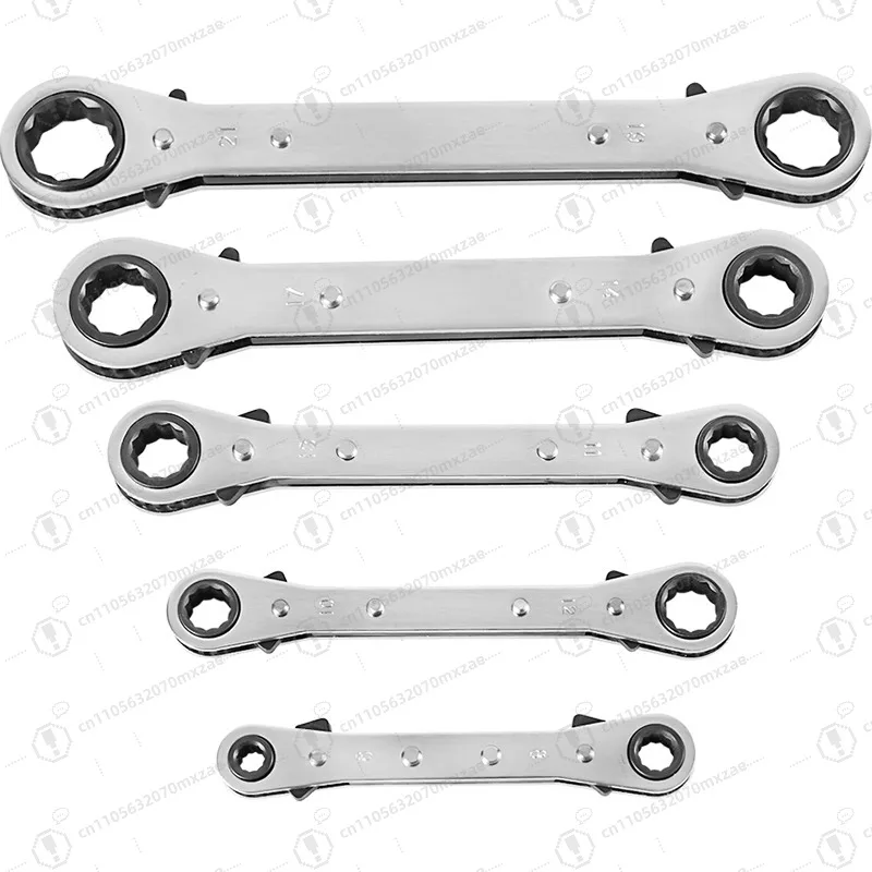 25 ° Elbow Double Head Two-Way Ratchet Wrench - Fast Switching in Small Spaces - US/Metric Conversion