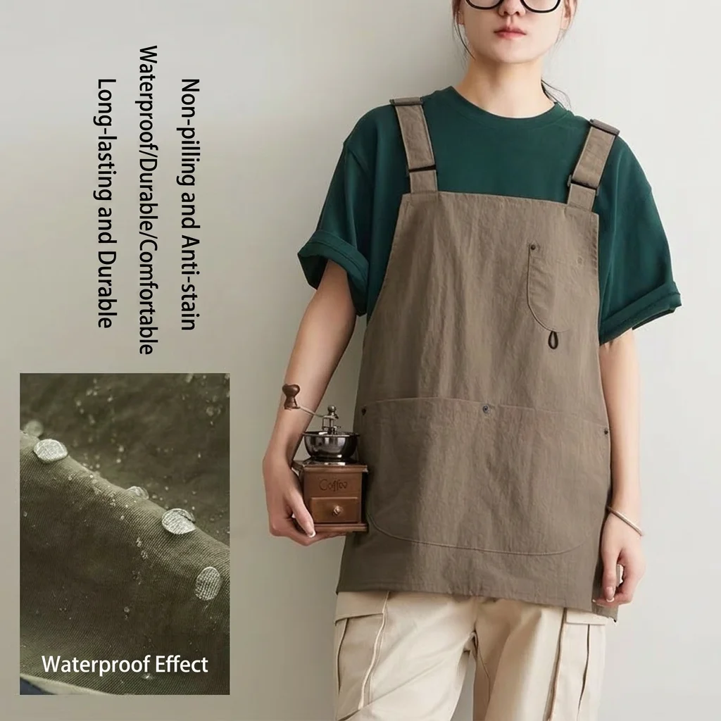 Adjustable Canvas Kitchen Apron H Shaped Strap Chef Work Uniform Smock for Coffee Shop Barista Barber Hairdresser Baking Aprons view 5