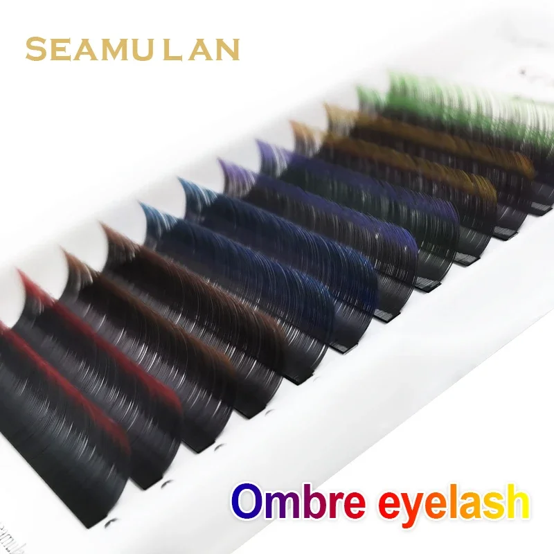 Ombre Yellow Blue Green Purple Brown Lashes Eyelash Extension Individual Eyelash Colored Lashes