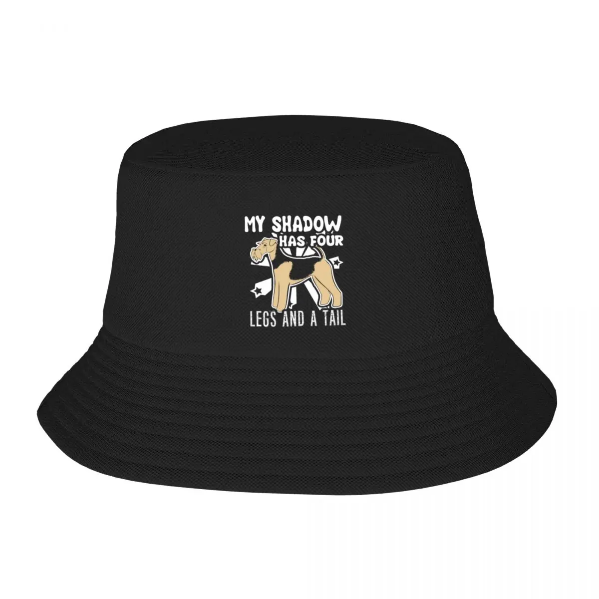 Airedale Terrier My Shadow Has Four Legs Bucket Hat New In Hat Christmas Hats Elegant Women's Hats Men's