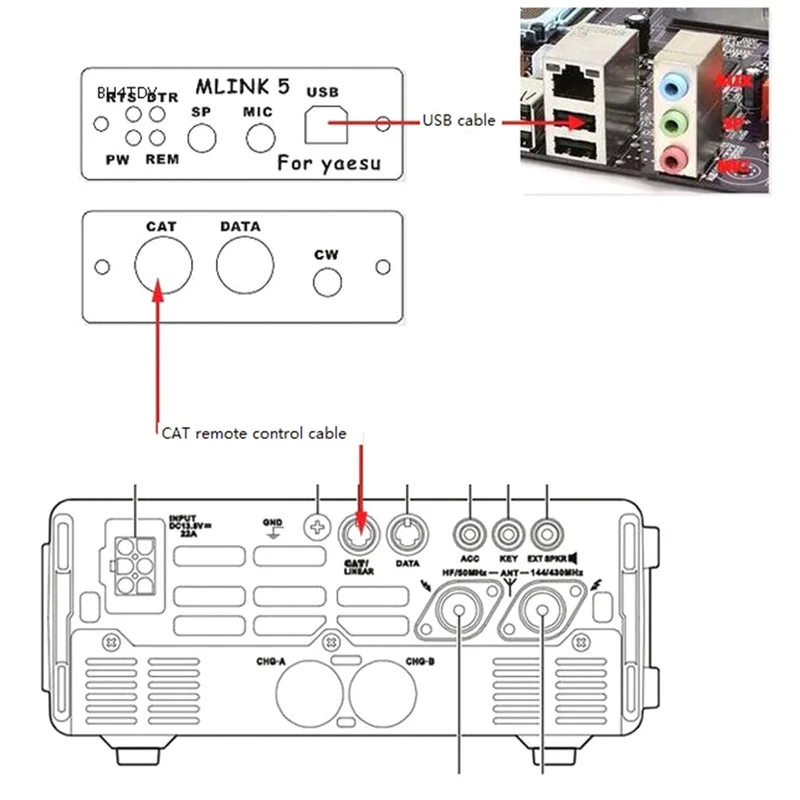 For YAESU FT-891 FT-817ND FT-857D FT-897D Dedicated Radio Connector U5 LINK