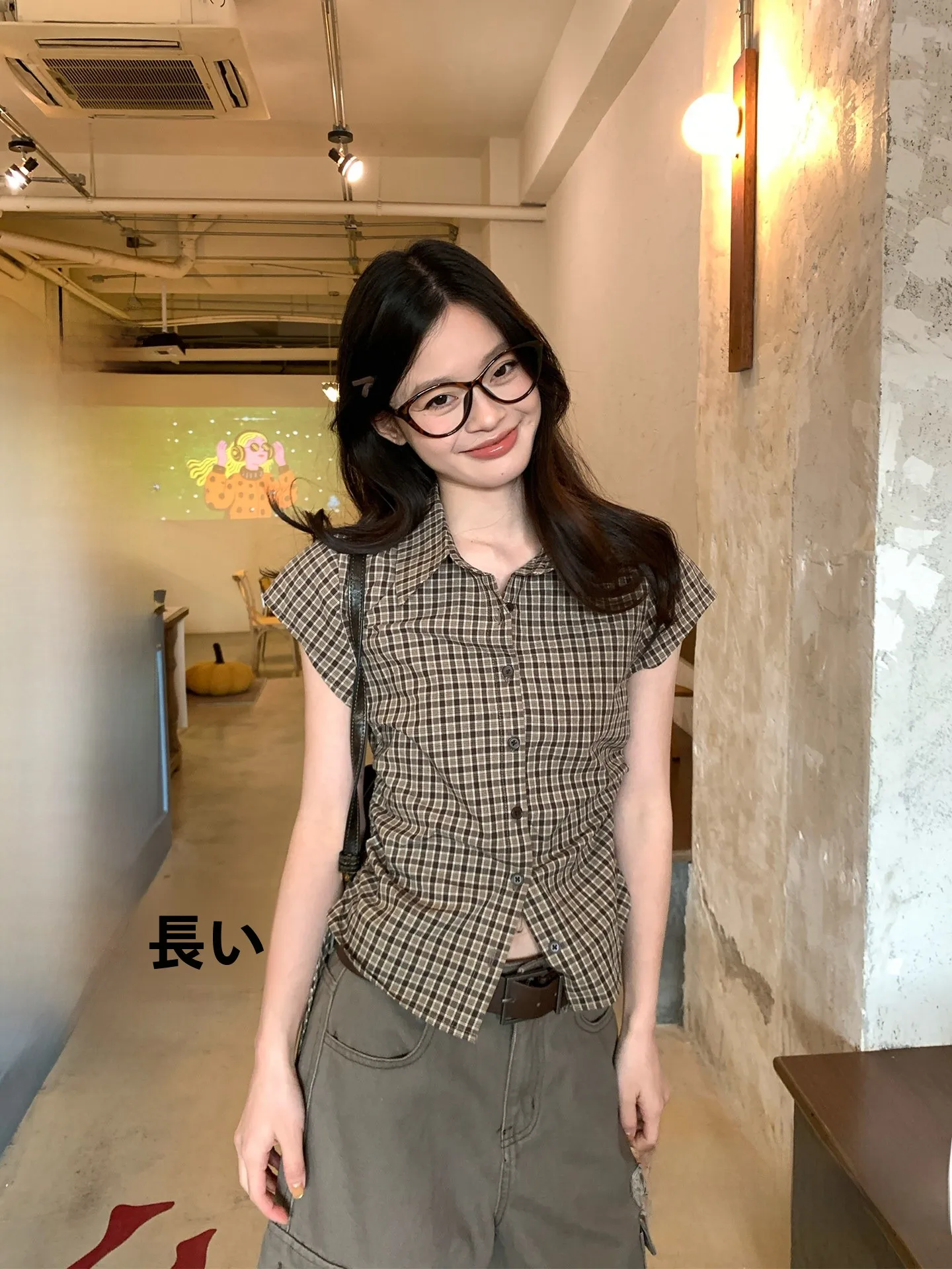 

Женская летняя рубашка Slim Fit с коротким рукавом в корейском стиле, с утягивающим эффектом на талии, в клетку, дышащая, комфортная