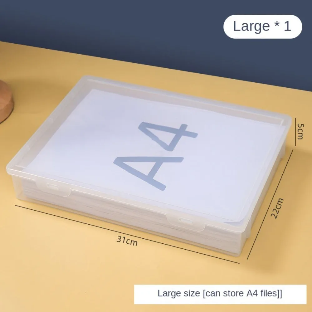 Organized Plastic Document Organizer Square Shape Clear A4 Organizing Box Storage Box