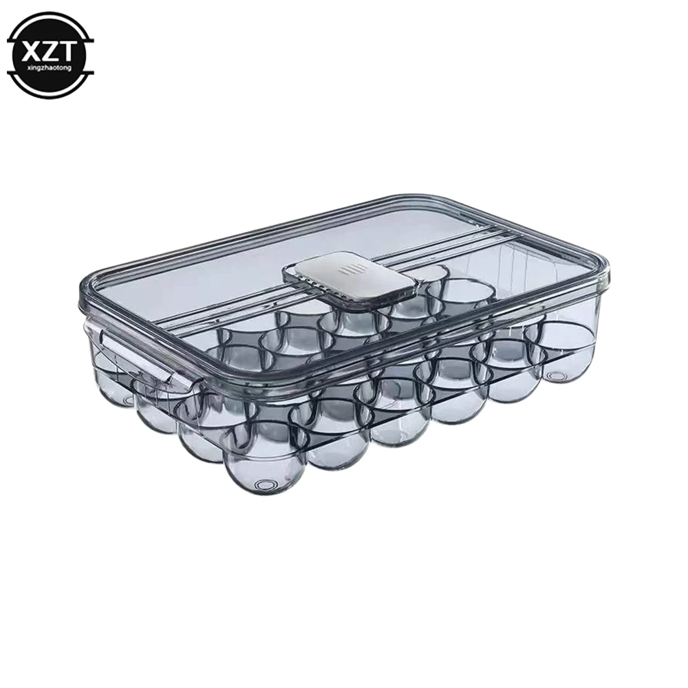 24 Grids Egg Holder Stackable Storage Box Kitchen Fridge Organizer With Sealing Cover Dust-proof Fresh-keeping For Storing Eggs