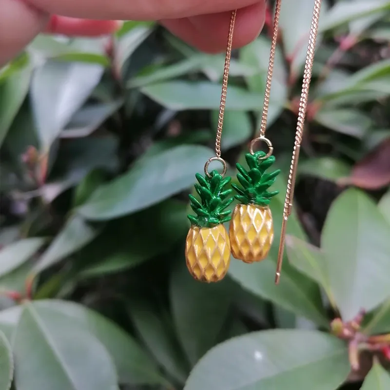 Fashion Enamel Pineapple Line Earrings For Women Cute Gifts For Girls Teenagers