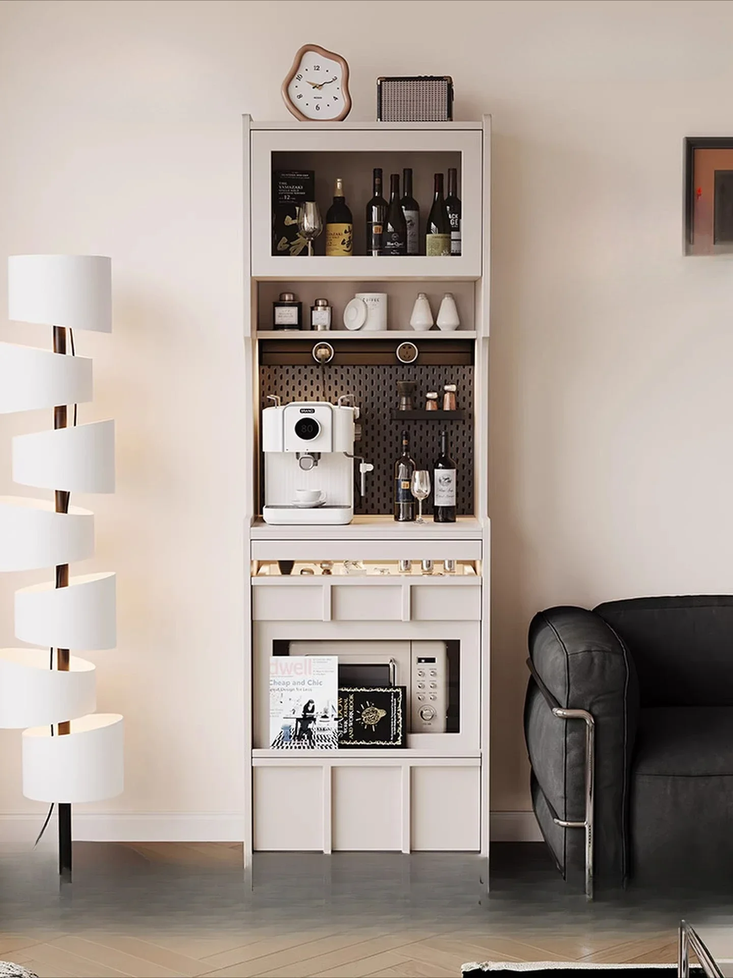 French cream style solid wood sideboard small against the wall narrow office pantry living room home storage high wine cabinet
