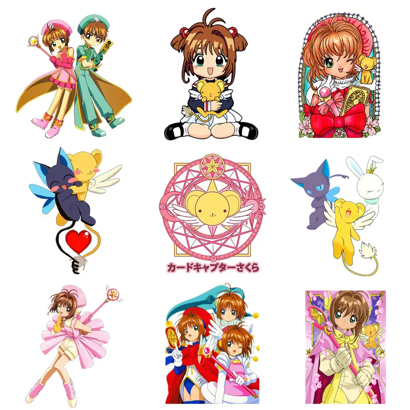 Anime Cardcaptor Sakura Patches for Clothes Heat Transfer Thermal Stickers DIY Kids T shirt Iron on for Women Jackets Appliqued