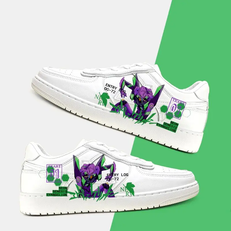 Neon Genesis Evangelion EVANGELION-01 cartoon animation peripheral fashion versatile flat white shoes student casual sneakers