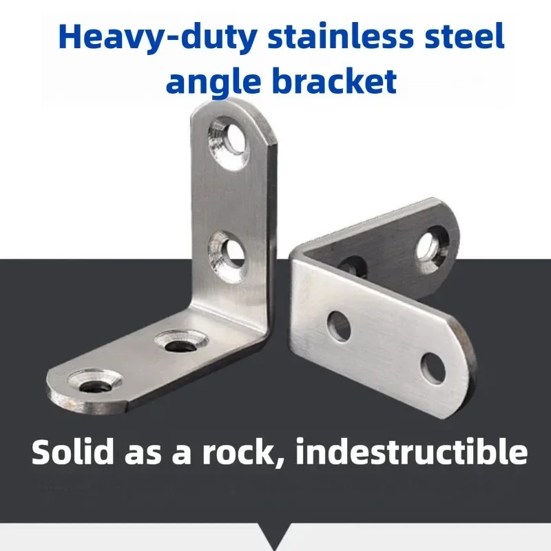 Heavy Duty Stainless Steel L Joint Brackets, 90 Degree Angle Connectors Corner Brace for Furniture Wood Shelf Door Cabinet