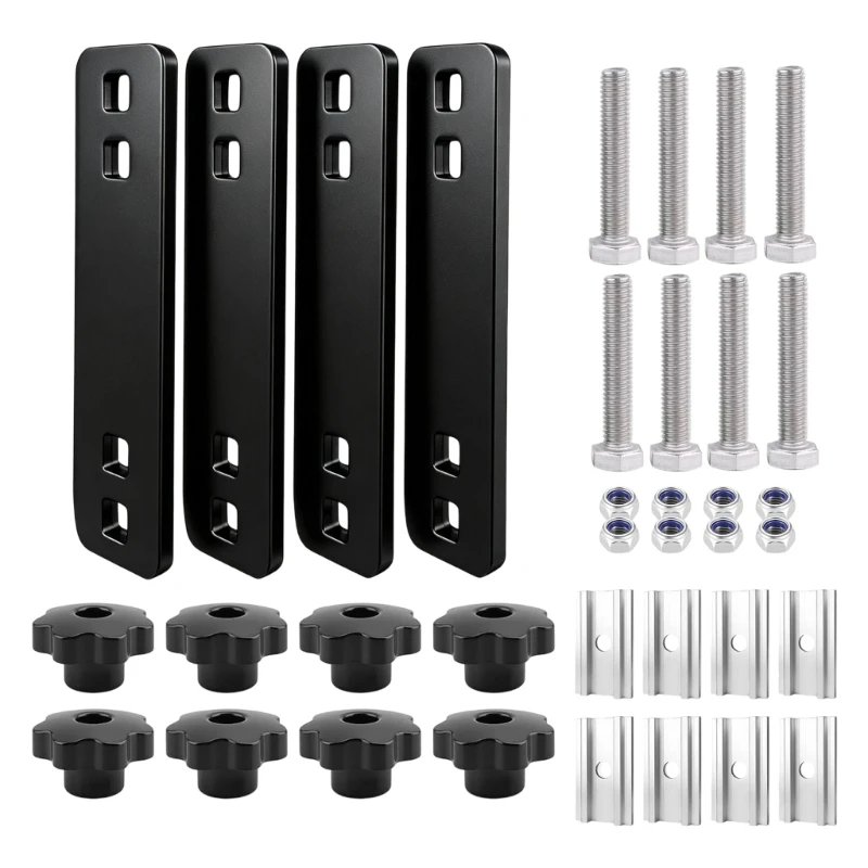 D5BE Slotted Plate Roof Tent Mounting with Star-Shaped Hand Knobs, Threaded Bolts, Lock and for Tent-to-Rack