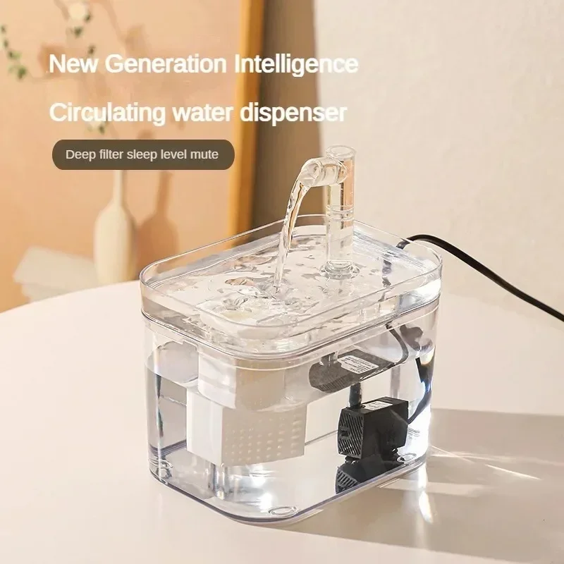 Ultra-quiet Cat Drinking Fountain 1L Capacity Intelligent Circulating Live Water Filter PET Transparent Dog Drinking Fountain