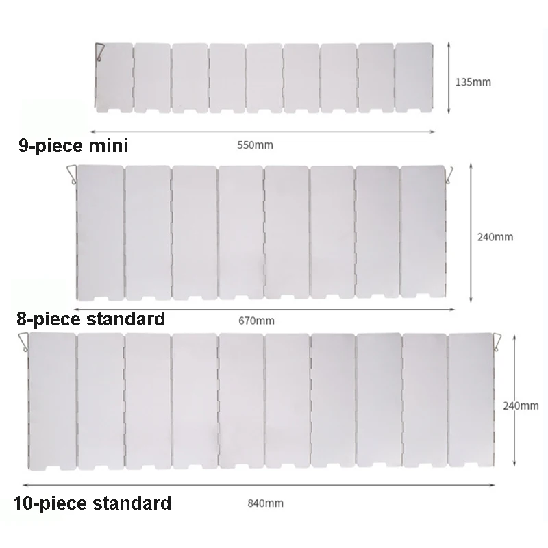 8/10/12/14/16 Platten Gasherd Windschutz Outdoor Camping Picknick Koch brenner faltbare wind dichte Windschutz scheibe aus Aluminium legierung