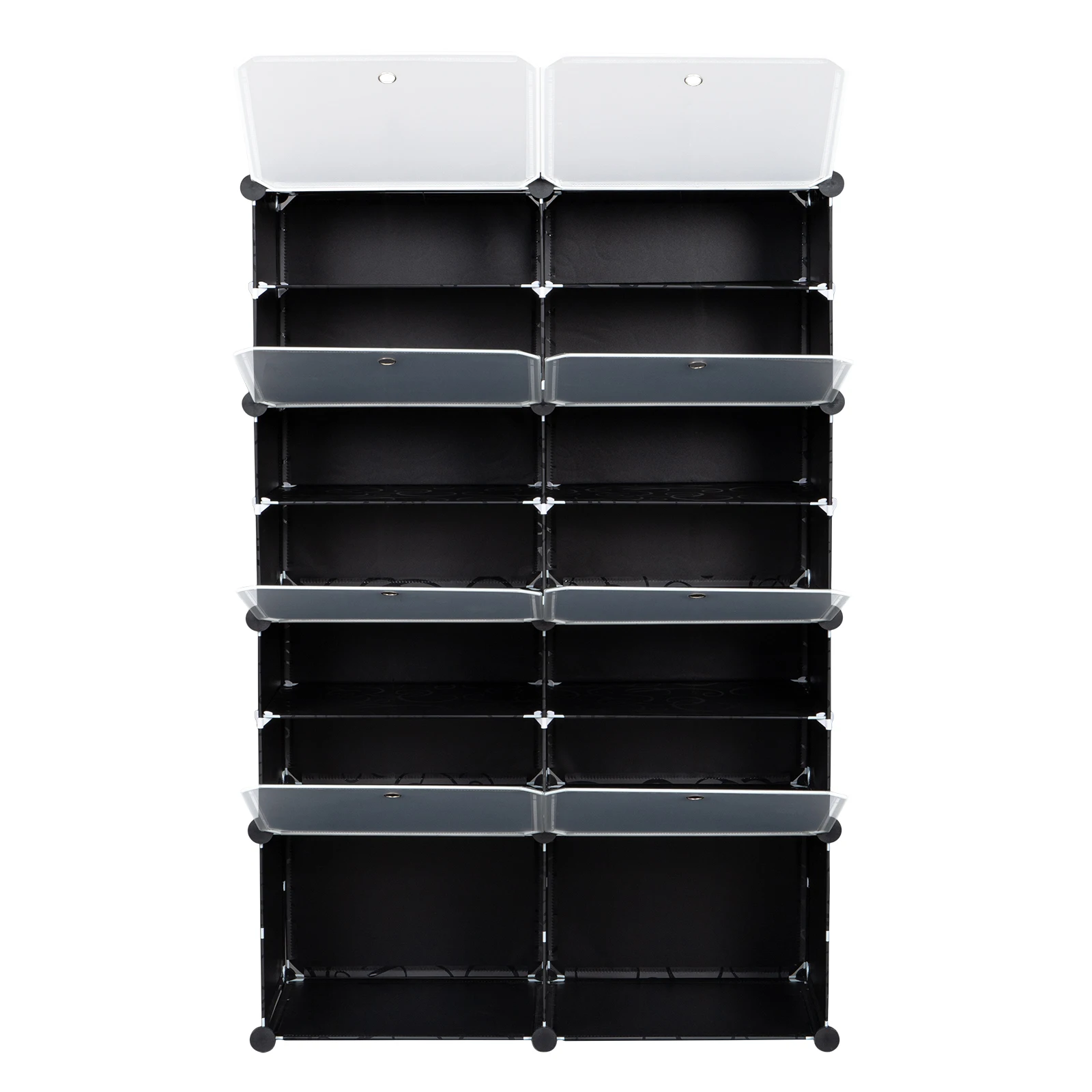 7-Tier Portable 28 Pair Shoe Rack Organizer 14 Grids Tower Shelf Storage Cabinet Stand Expandable for Heels, Boots