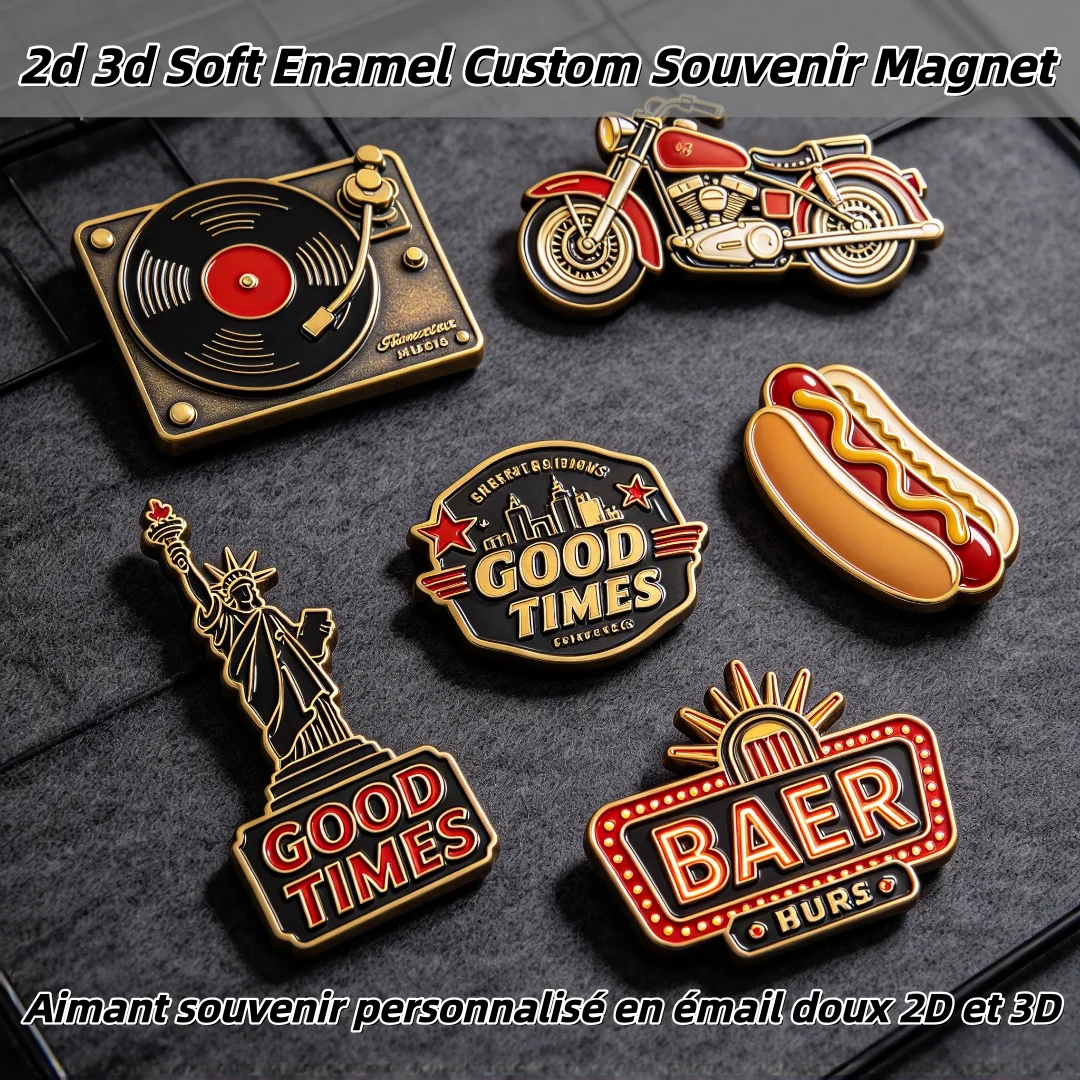 Custom Fridge Magnets Personalized 3D Embossed Metal Fridge Magnet Rable Electroplated Paint Metal Cartoon Fridge Magnets