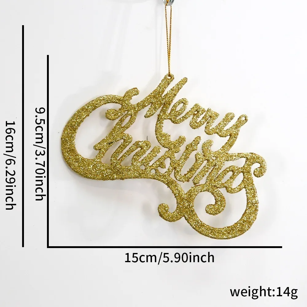 

New Plastic Merry Christmas Pendant Sign English Letter Xmas Tree Pendant Sparkly DIY Door Hanging Ornament Merry Christmas