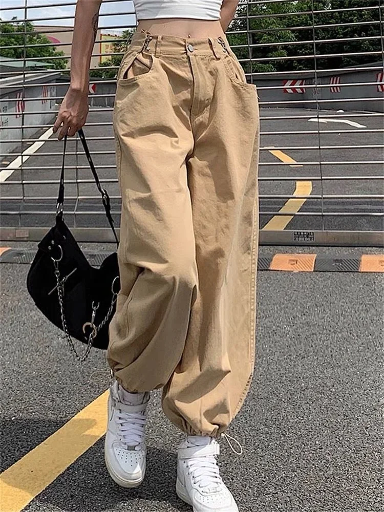 Stijl losse denim beenbroek dames hoge taille Harun legging rechte dunne Koreaanse mode dameskleding Y2k broek