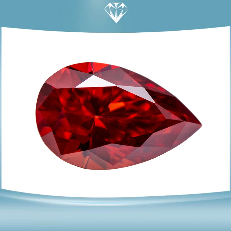 Moissanite Stone Garnet Colour Pear Cut Lab Created Gemstone Advanced Jewelry Making Materials with GRA Certificate