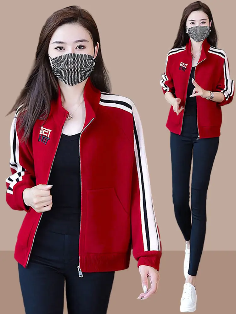 

Women's Baseball Jaet ort Outerwear Spring Autumn New Sle Small Size Top Trendy Sweatirt Jaet Artistic Sle Loose Fit