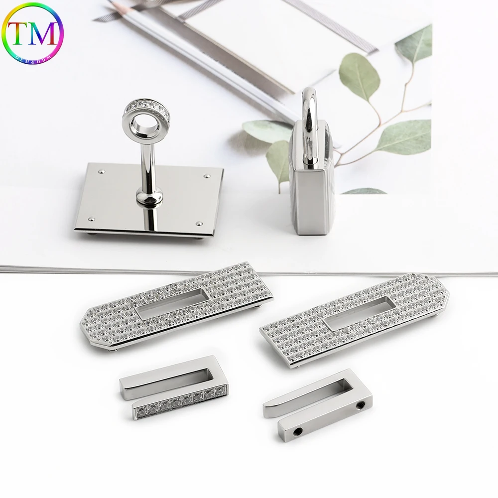 

1/3/5 комплектов металлических поворотных замков из нержавеющей стали с бриллиантами для сумки H Birkin, застежка, пряжка, фурнитура, аксессуары «сделай сам»