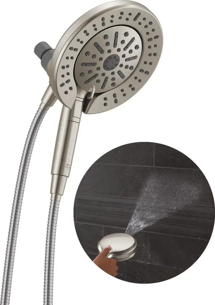 

6-Setting Dual Shower Head with Handheld High Pressure Spray, Brushed Nickel Finish, 1.75 GPM Flow Rate