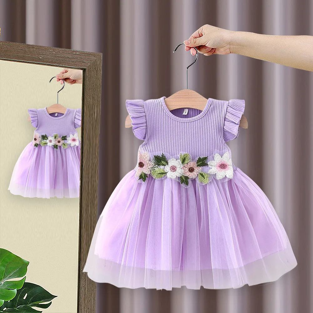 

Летняя одежда для новорожденных девочек, платье с цветами, костюм для маленьких девочек, одежда для 1 года, детские платья-пачки на день рождения, платье