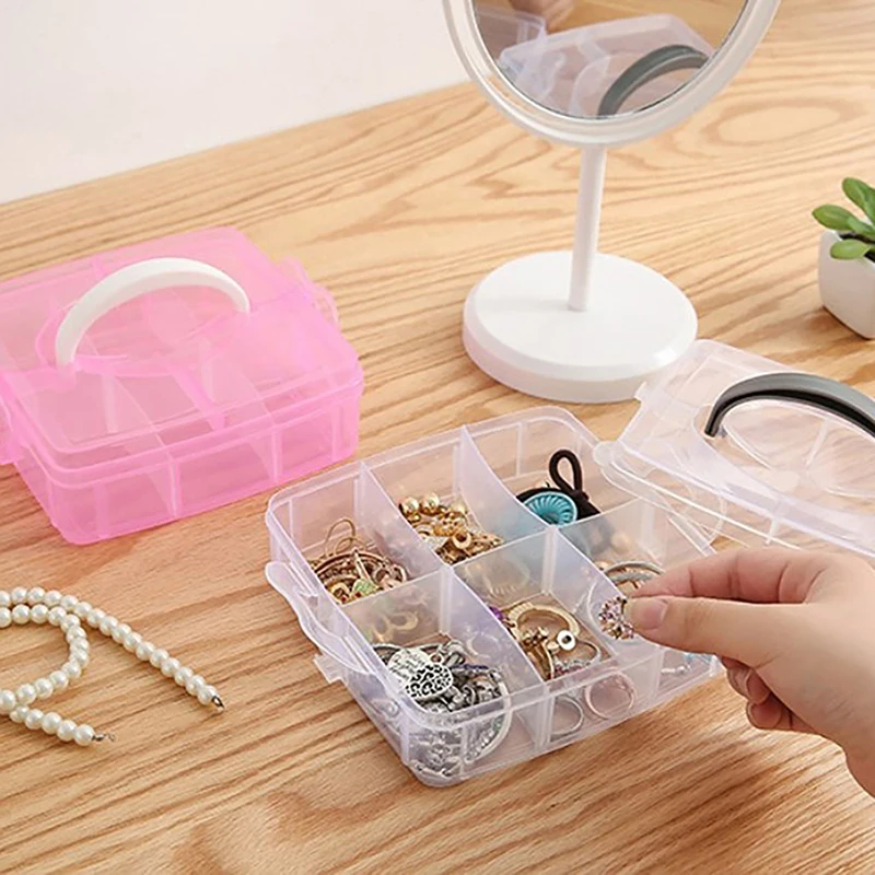 صندوق تخزين مجوهرات شفاف ، سعة كبيرة ، صندوق تشطيب ، قلادة ، خاتم ، أقراط مرصعة ، زخرفة