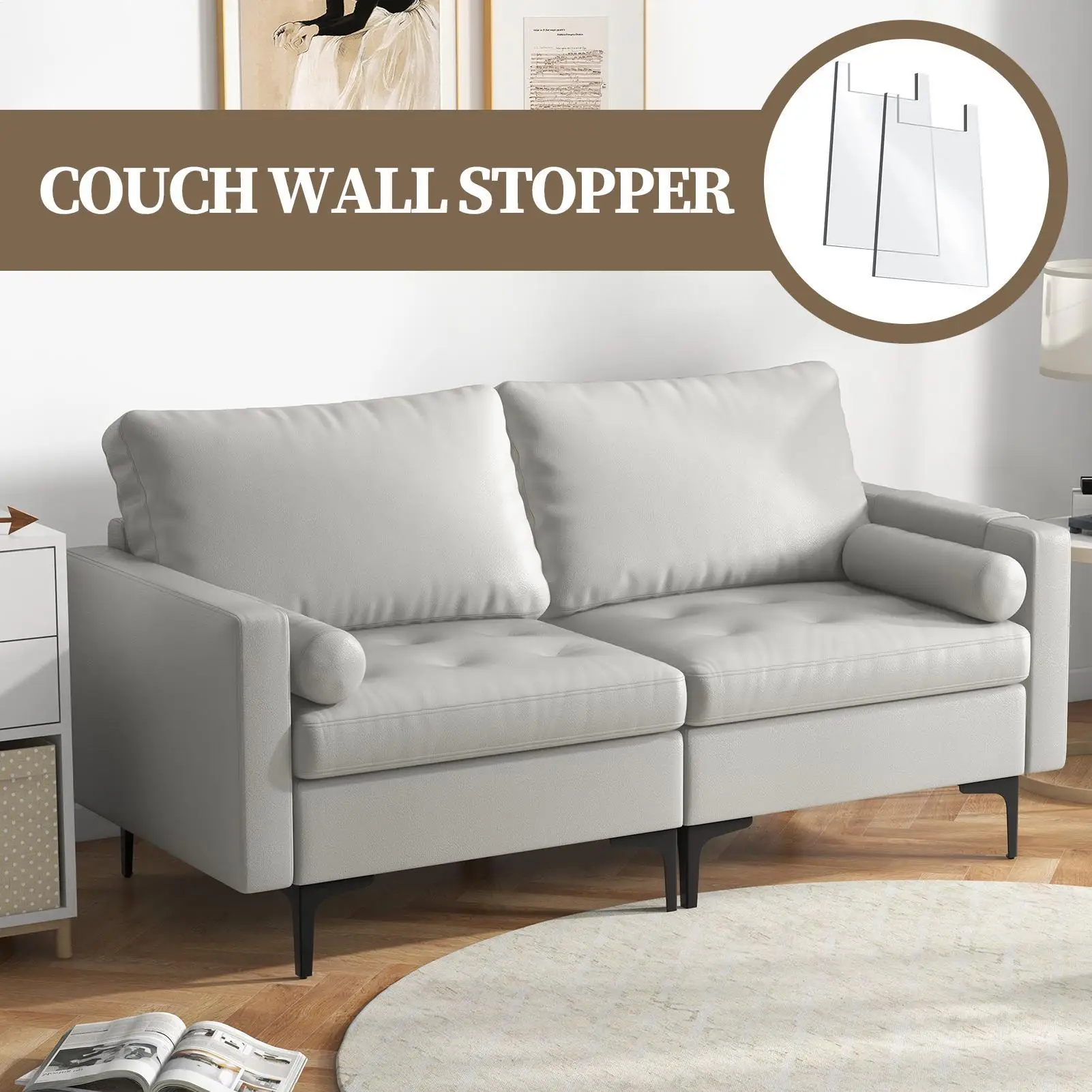 Couch Wall Spacer 2 Pieces Clear Acrylic Bumper Furniture Wall Spacer for Socket Sofa Bed Cabinet Apartment Home Hotel Floor