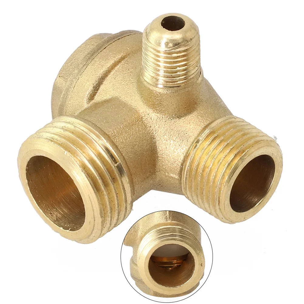 3-Port Brass Air Compressor Check Valve Central Pneumatic Male Thread G1/2 G3/8 Workshop Equipment Tool Accessory