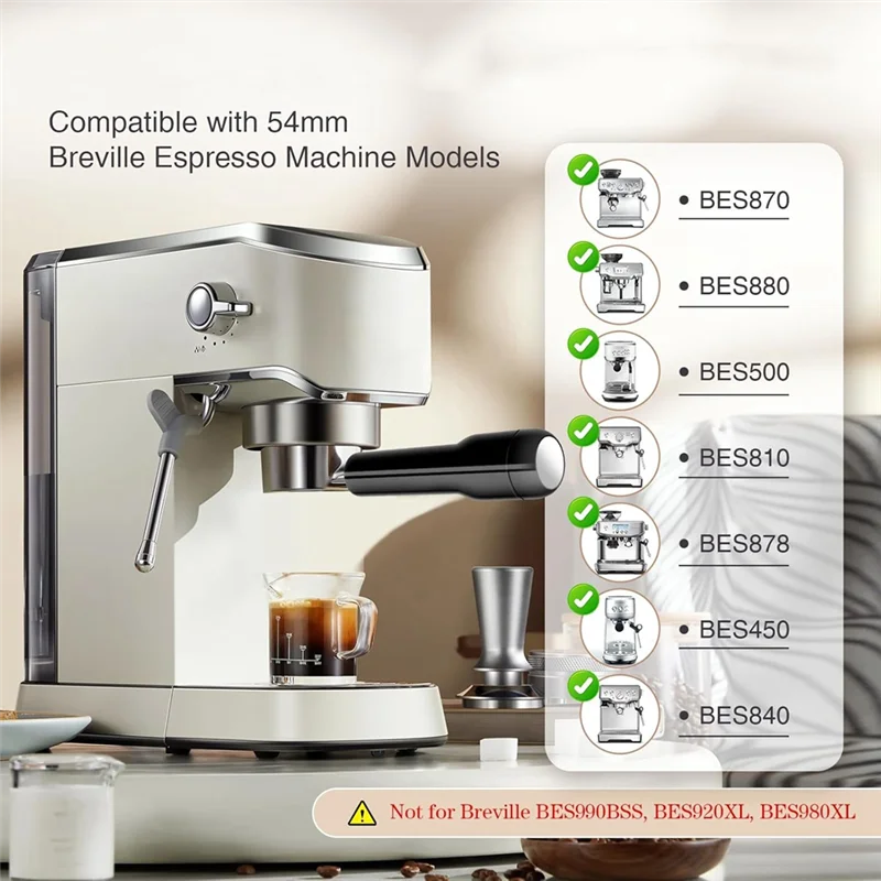 فلتر القهوة بدون قاع AF93-54 مم مع شاشة عفريت، رأس 3 أذن لآلات Breville Barista Express Barista Pro Espresso