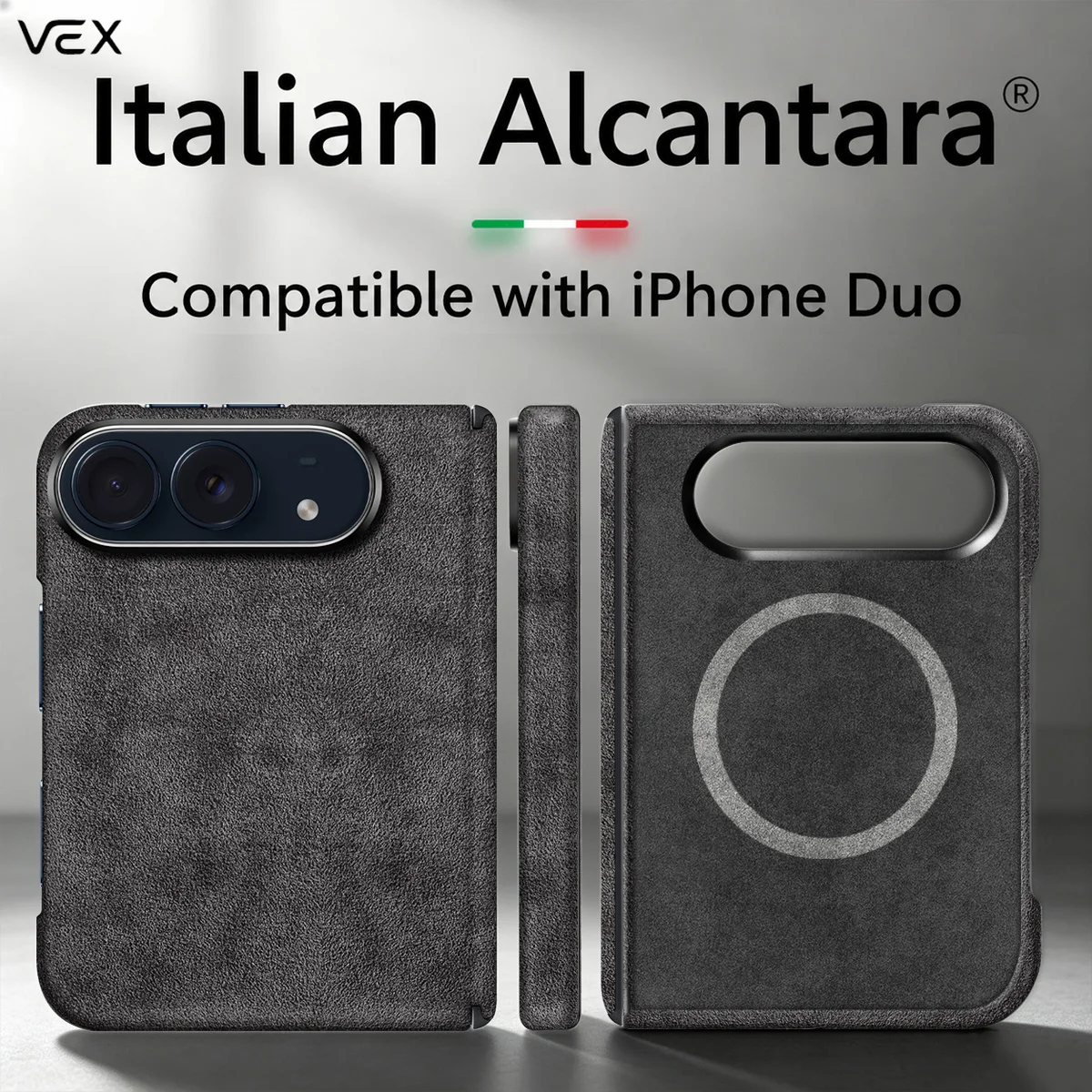 Real Italian ALCANTARA Magnetic Case For iPhone Duo Fold With MagSafe Luxury Leather Cover Supercar Same Suede Phone Back Cases
