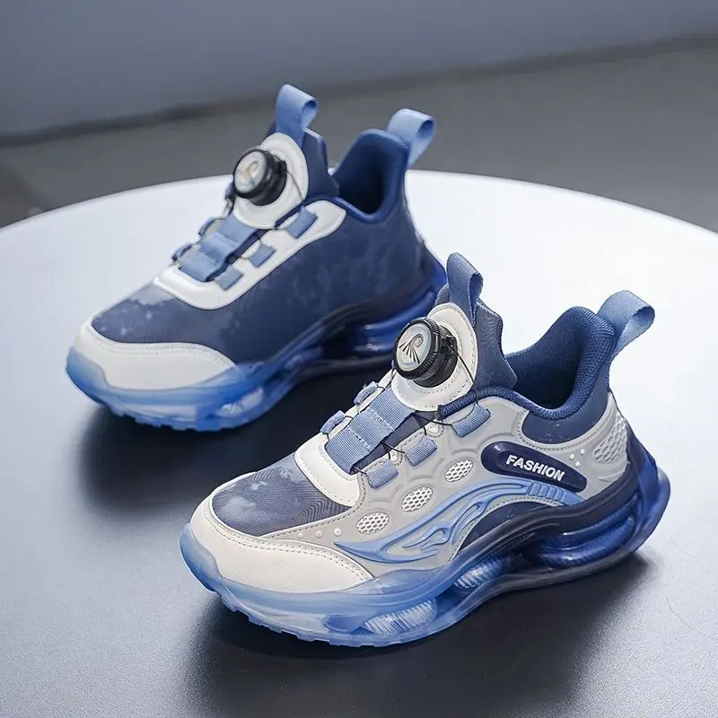 Kids Boys Athletic Shoes Fall Running Sneakers Button Fastening Rotating Lock Design Comfortable Cushion for Everyday Wear​