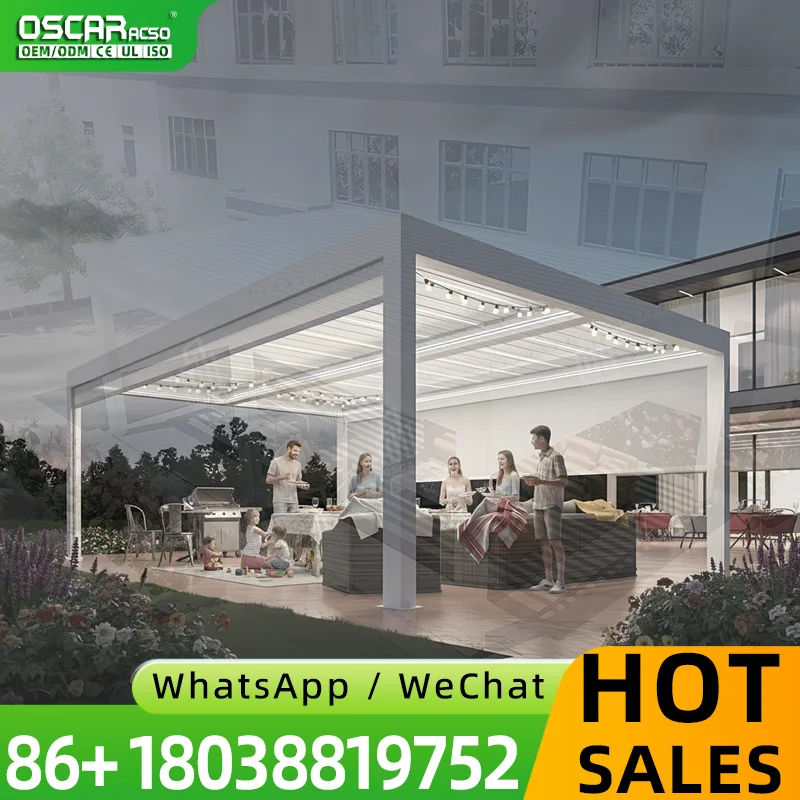 Standard Size 40ft Container Loading Electric Metal Gazebo Weatherproof Louvre Roof System for Garden Patio Backyard in Europe p