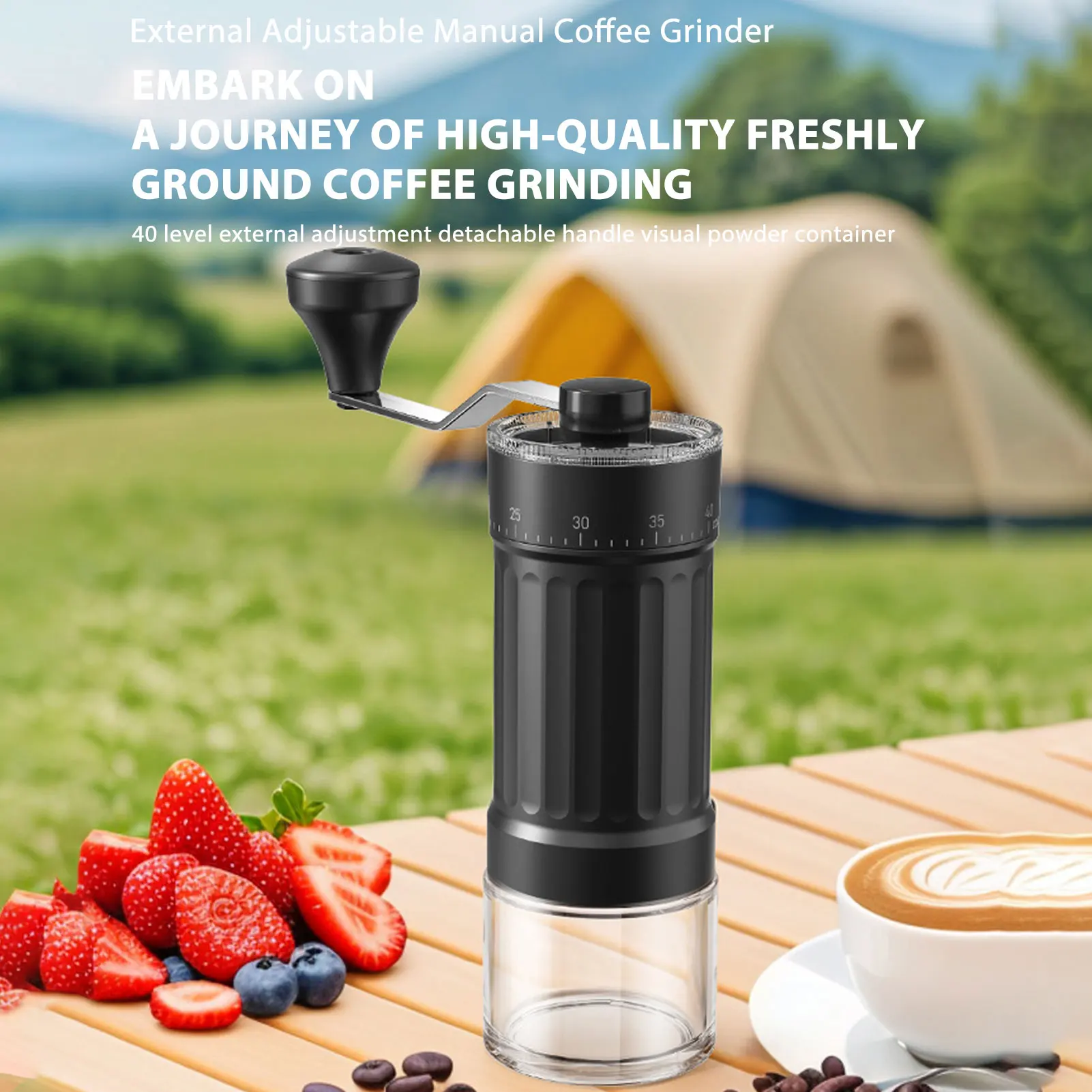 

Coffee Grinders for Home Use Manual Coffee Grinder 40 Grind Size Settings Ceramic 2.0 Burr Portable for Home Or Camping
