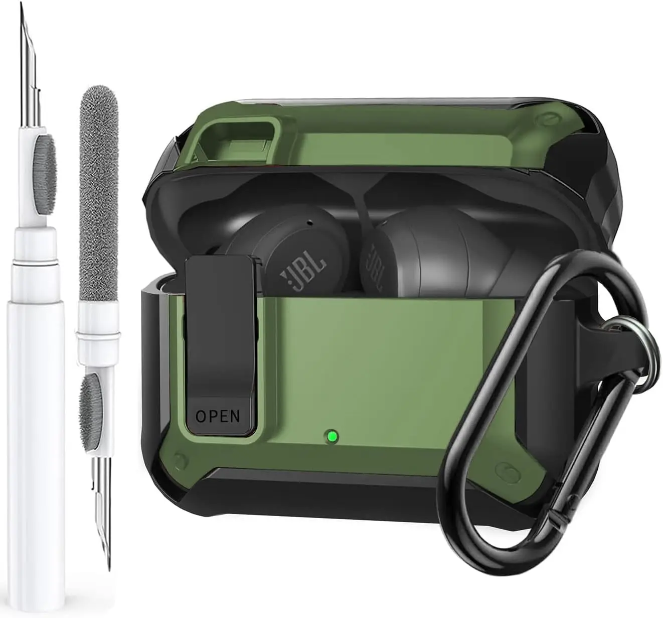 Protective Case Cover for JBL Vibe Beam/Beam 2 with Clip & Cleaner Kit, Army Green