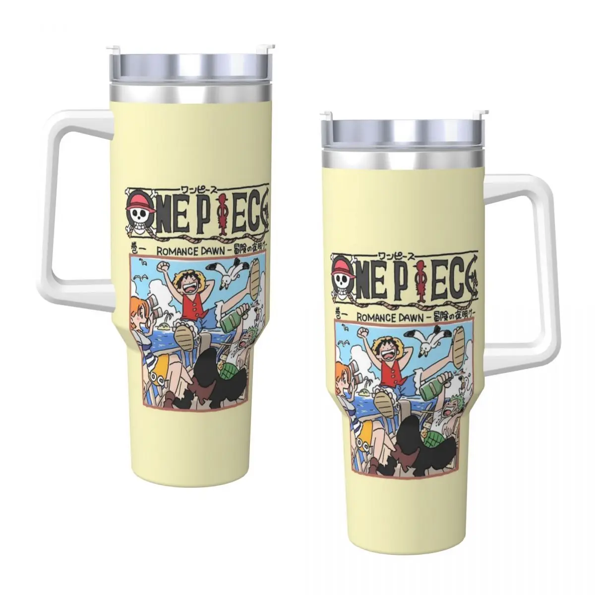 O-One Anime P-Piece Stainless Steel Tumbler Camping Coffee Mug With Straws and Lid Large Mugs Cup Cold Drink Water Bottle