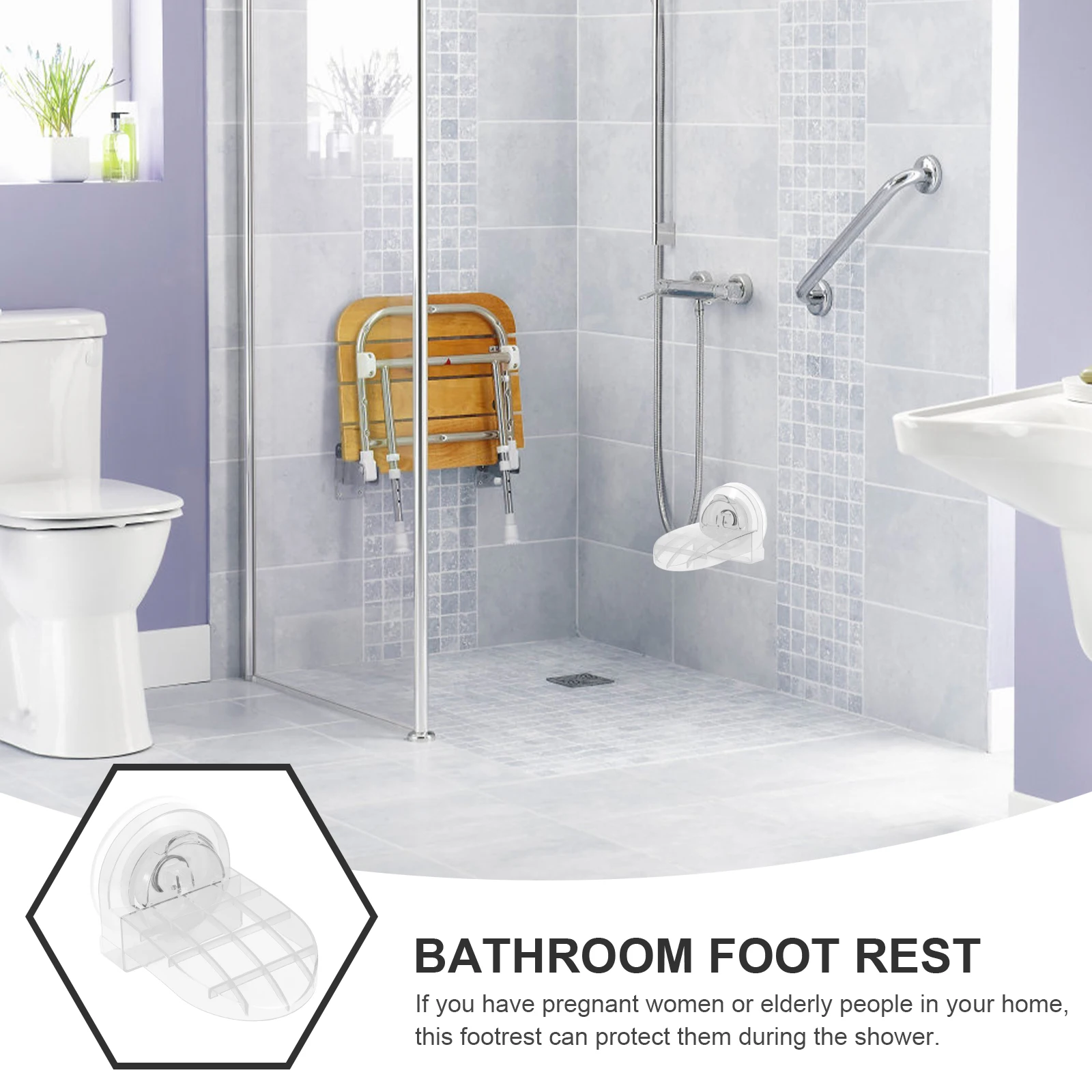 

Bathroom Foot Rest Suction Cup Shower Pedal Non-Deforming Bathing Foot Pedal Shower Supply Home Bathroom Supply