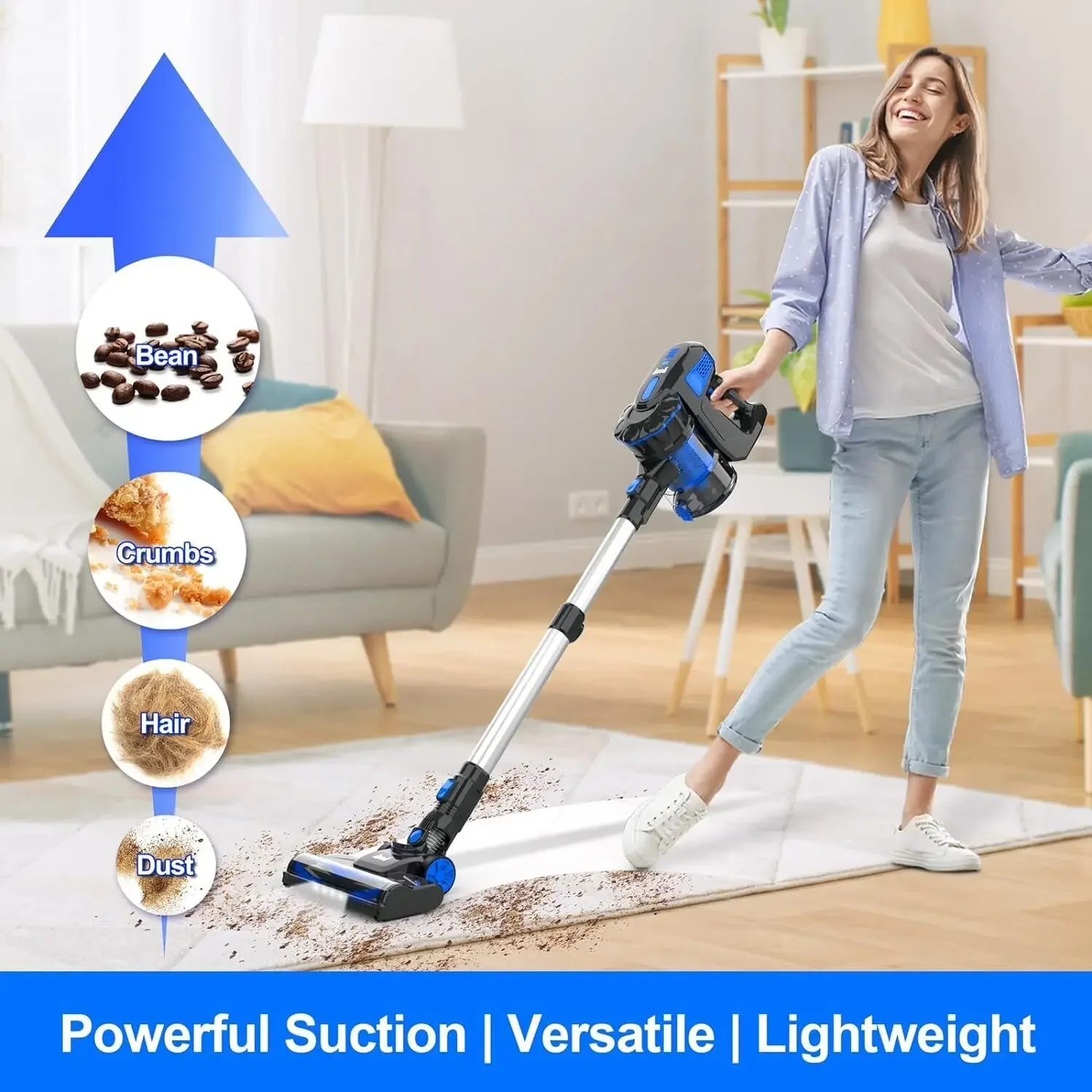 INSE V770 20000Pa Stick Cordless Vacuum Cleaner, up to 40min Runtime, 13-in-1 Stick Vac for Hardwood Floor Pet Hair Home Car