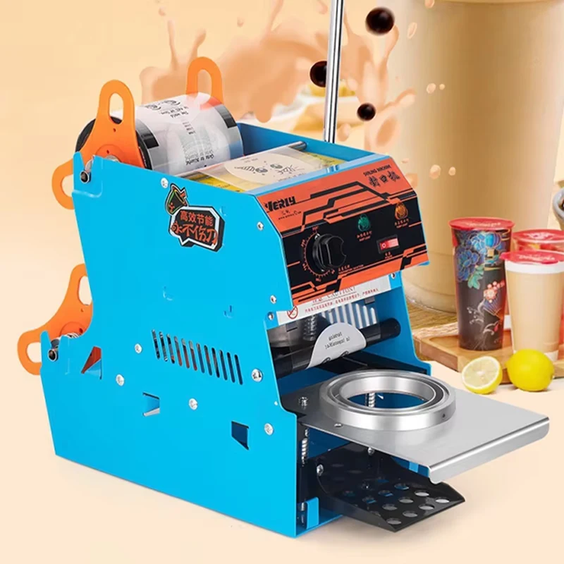 Коммерческая автоматическая ручная машина для запечатывания чашек для чая с молоком, соевого молока, ручной пресс, герметик 95 мм, эффективное запечатывание