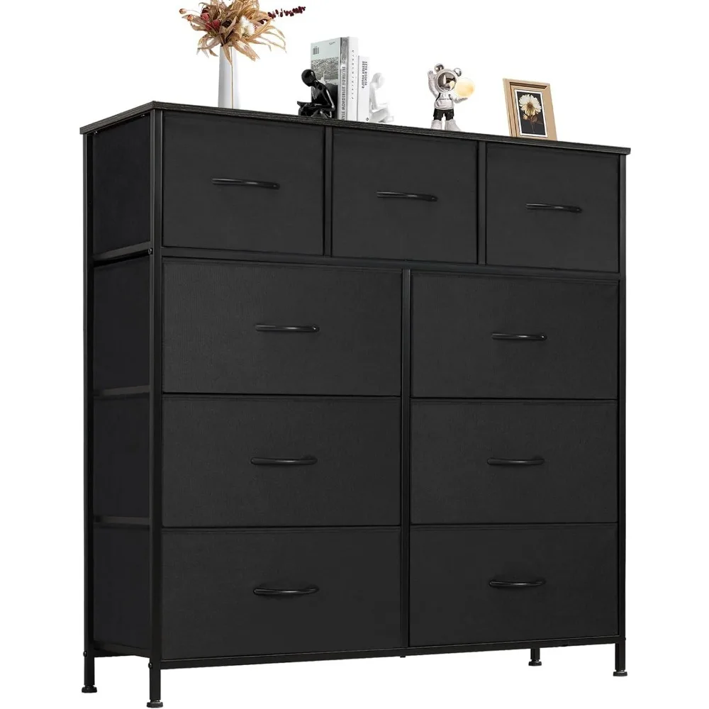 

Dresser for Bedroom with 9 Fabric Drawers, Tall Chest Organizer Units for Clothing, Closet, Kidsroom, Storage Tower with Cabinet