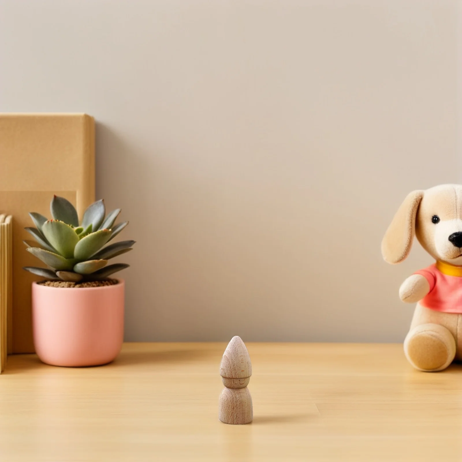 

6pcs Diy Diy Wood Decors Decor Set Unfinished Hand-Painted Puppets For Kids Craft Educational Art Projects Beige