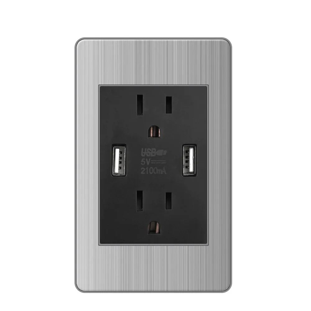 VISWE Stainless Steel panel Mexico Standard Type C America Outlet Plug 118*72mm Light Switch Fast Charge Wall Socket - Image 2