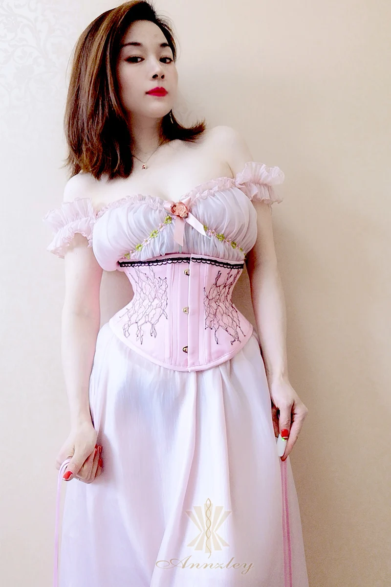 

New pink 3-layer super short corset