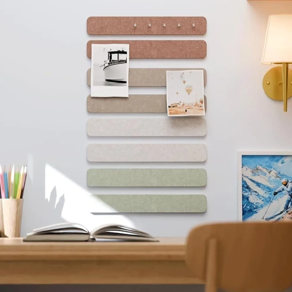 8PCS Polyester Fiber Felt Strip Practical Adhesive Tabs Included Bulletin Board Strip Decorative Felt Bulletin Board Home Office