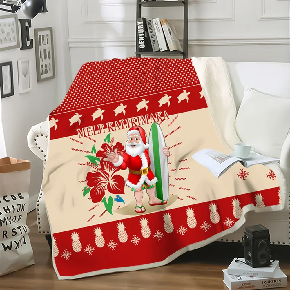 CLOOCL Merry Christmas Santa Claus Stocking Blanket 3D Print Christmas Quilt Hiking Picnic Travel Throw Blanket Sherpa Blanket