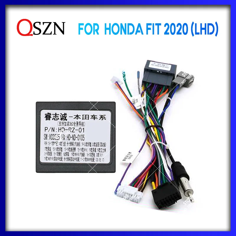 

QSZN For HONDA FIT 2020 (LHD) Android Car Radio Canbus Box Decoder Wiring Harness Adapter Power Cable HD-XB-37+HD-RZ-01