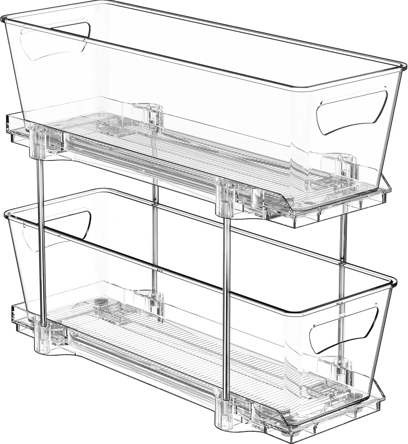 

2-Tier Narrow Basket Drawer Cabinet Pull-Out Organizer, Clear