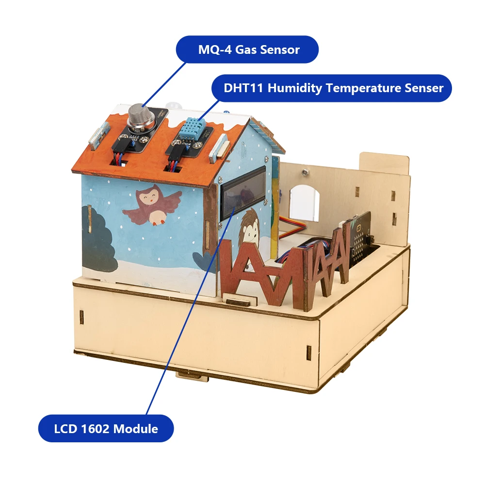 Imagem -04 - Acebott-learning Kit Microbit Smart Home Automation Projetos Stem Educação Wooden House Makecode