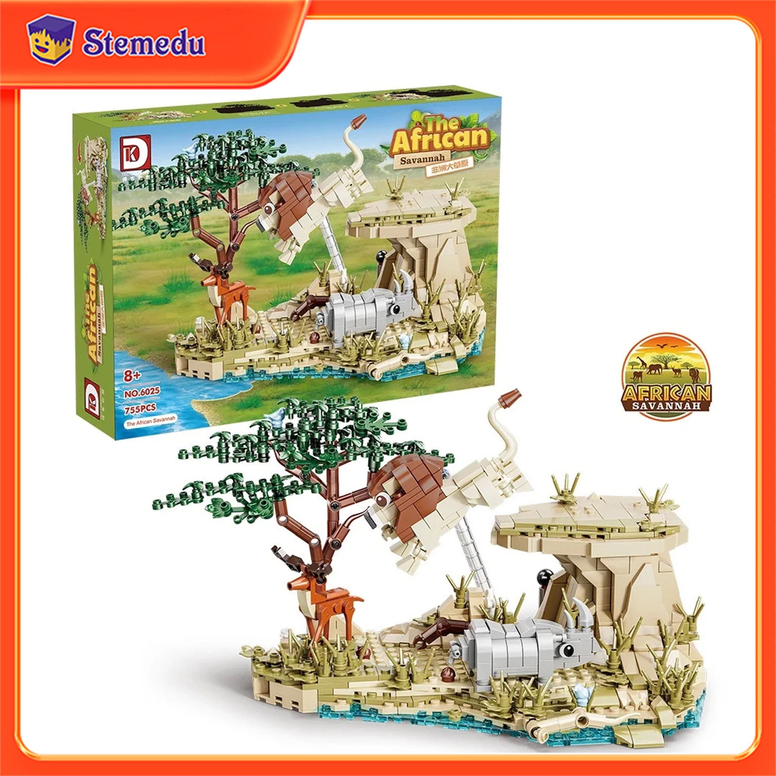 

755 шт., креативные приключения в джунглях, Король Лев, носорог, тропическая Африка, Саванна, строительные блоки, сборные кирпичи, игрушки, подарок для детей и взрослых